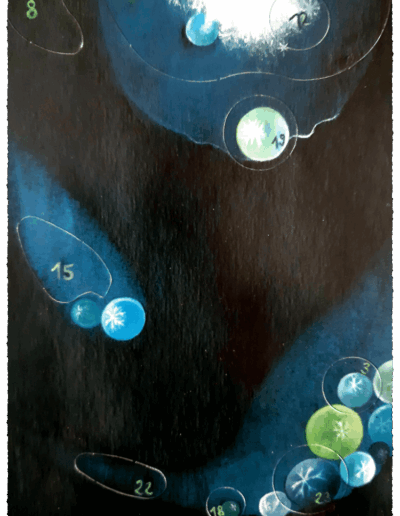 Ausschnitt mit Blick auf die Wunschmurmeln, die sich in Kammern unter der Erde sammeln.